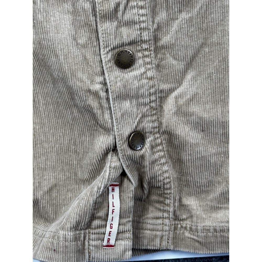 Tommy Hilfiger Jeans Corduroy Snap Front Mini Skirt Sz 14 Beige Utility Skirt - Picture 6 of 8